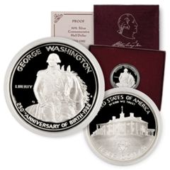 PROOF 1982 G.Washington 1/2 Dollar Silver Commemorative Coin Box COA