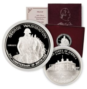 PROOF 1982 G.Washington 1/2 Dollar Silver Commemorative Coin Box COA