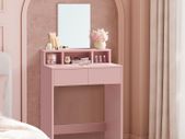 Dressing Table with Mirror and 2 Drawers Pastel Pink