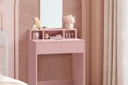 Dressing Table with Mirror and 2 Drawers Pastel Pink