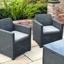 4-piece dark grey/black polyrattan-effect garden / patio furniture Image 4