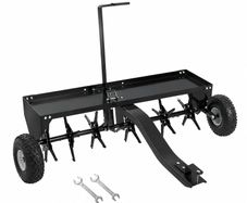 40 Inch Tow Behind Plug Lawn Aerator for Ride On Mowers 100lb Capacity Universal Hitch