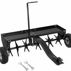 40 Inch Tow Behind Plug Lawn Aerator for Ride On Mowers 100lb Capacity Universal Hitch