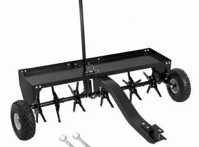 40 Inch Tow Behind Plug Lawn Aerator for Ride On Mowers 100lb Capacity Universal Hitch