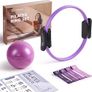 Pilates Ring Set  Premium14 inchMagic Circle with Dual Padded Handles Includes Pilates Mini Ball  Highly Elastic Resistance Bands Workout Guide & Bag Image 4