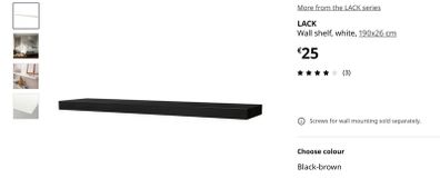 Shelf, suspended, 190 cm