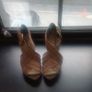 Karen Millen Brown Leather Cross-Strap Heeled Sandals - Size 5 Image 5
