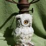 Antique German Dresden Sitzendorf Porcelain Novelty Owl Oil Lamp Image 7