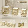 Nesting Coffee Tables, Set of 3 Square Side Tables with Black Metal Frame, for Living Room, Bedroom and Office, White Image 2