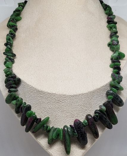 Ruby Zoisite Necklace (Size - 20) in Rhodium Pure Yellow Brass 300.00 ct.