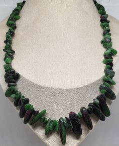 Ruby Zoisite Necklace (Size - 20) in Rhodium Pure Yellow Brass 300.00 ct.