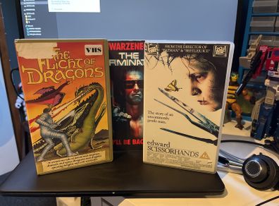 3x Empty VHS boxes with sleeves