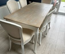 Cream Rustic Dining table and chairs