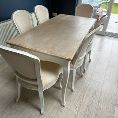 Cream Rustic Dining table and chairs