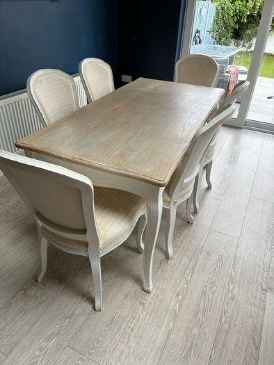 Cream Rustic Dining table and chairs