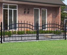 Fence Gate with Spear Top Black 305x75 cm