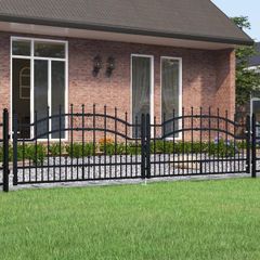 Fence Gate with Spear Top Black 305x75 cm
