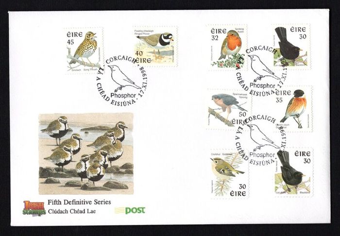 1998 Ireland Eighth Definitive Series Birds Phosphor Stamps An Post First Day Cover (FDC) with Cork Pictorial Cancel