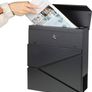 NEW SALE | Metal Wall Mounted Letterboxes with Key Lock, Large Mail Box with Newspaper Compartment, Black, 13" x 14 2/5" x 4 1/5" Image 5