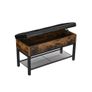 Industrial Look bench with storage space shoe bench, bench with padded seat and shoe rack, bed chest with storage space, multifunctional chest, hallway, bedroom, imitation leather, industrial design, vintage brown-black Image 5