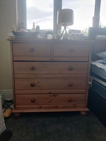 Chest of drawers and side table and matching mirror
