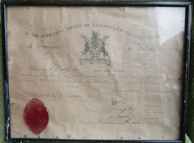 Vintage Diploma by the Midwifery Court of Examiners of the Royal College of Surgeons in Ireland 1961