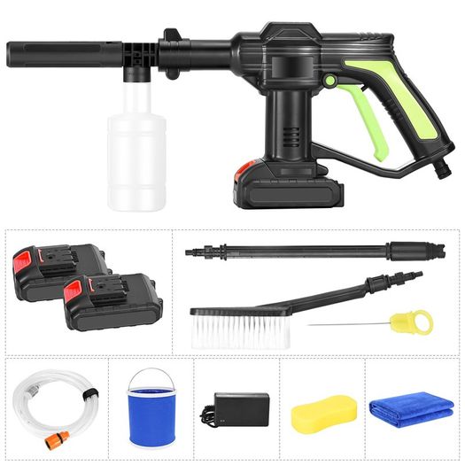 21V Cordless Portable High-Pressure Cleaning Gun Machine, 2.0Ahx2 Battery with Cleaning Brush,6m Hose,for Cleaning Cars,Garden