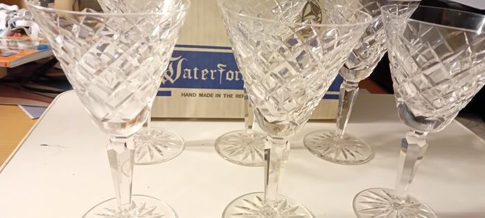 Six Waterford Crystal Wine Glasses