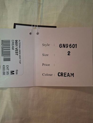 New Linen Top creme Size M 40 38
