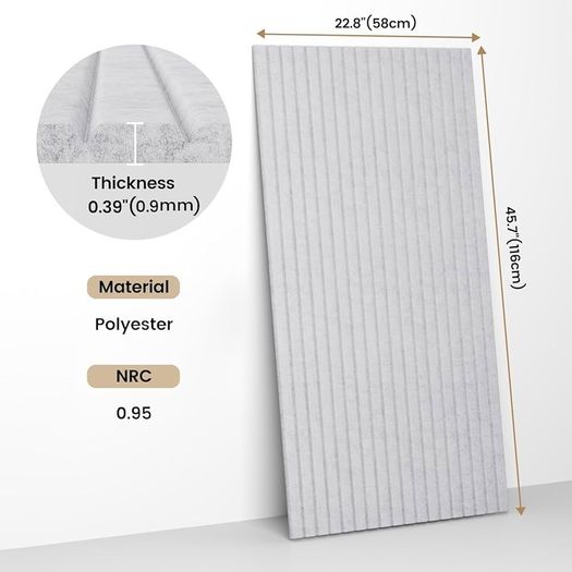 Soundproofing Panels Acoustic Panels 45.67"x22.83" Self-Adhesive 3D Sound Absorbing Wall Panels,for Sound Absorbing, Soundproof Panels for Living Room (Grey, 4-Pack (29sq.ft.))