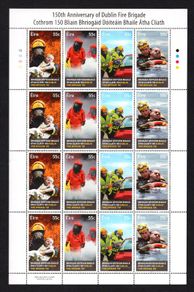 2012 Ireland 150th Anniversary of The Dublin Fire Brigade (DFB) Commemorative Stamps Sheetlet Plate 1B1B1B1B Mint Never Hinged (MNH)