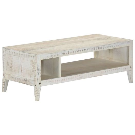 Coffee Table White 110x50x40 cm Solid Mango Wood