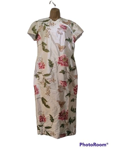 Cream floral embroidered  Oriental dress size medium occasion wedding holiday Postage included