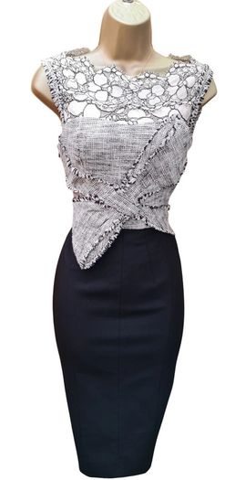 Karen Millen Elegant Tweed Dress with Textured Bodice