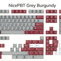 NicePBT Grey Burgundy Keycaps