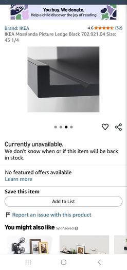 Black picture shelf 55cm -  Brand new
