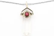 Clear Quartz &amp; Garnet Point 925 Silver Necklace
