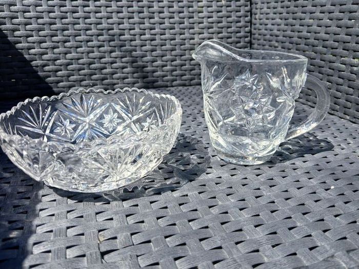 Cut Crystal Milk Jug/Sugar Bowl