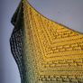 Handmade crochet triangle shawl wrap. Green and yellow ombre lacy shawl Image 6