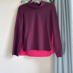 COS Colour-Block Long Sleeve Top - Burgundy & Pink - Size EUR 38