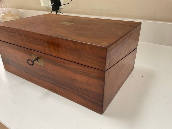 Antique walnut writing box