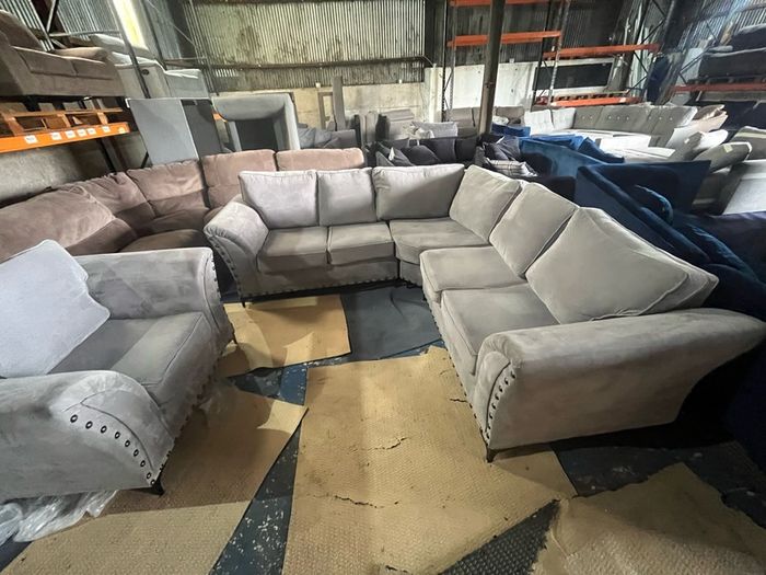 Grey corner sofa + matching armchair