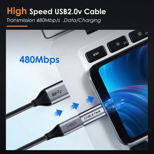 2 X Cabletime Aluminum Alloy OTG Micro USB (Male) to USB-C (Female) QC 3.0 Charger & Sync Adapter (Brand New/Warranty)