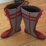 BRAND NEW Red and White Tall Knee Boots, Size 40 Image 9
