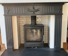 wood fireplace