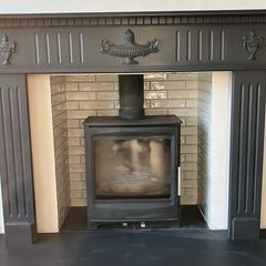 wood fireplace