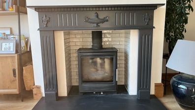 wood fireplace