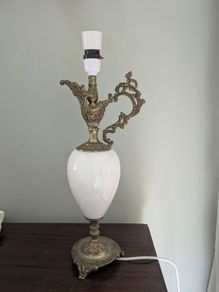 antique marble and brass lamp