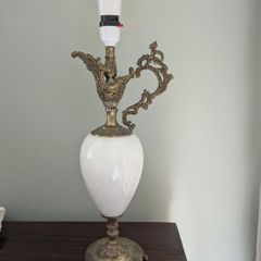 antique marble and brass lamp