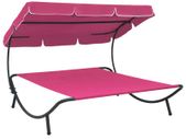 Outdoor Lounge Bed with Canopy Pink